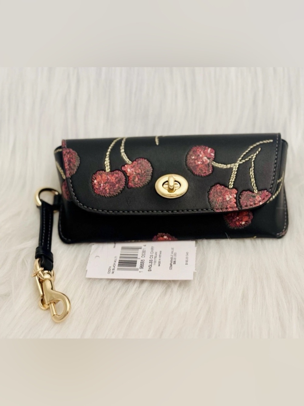 NWT Coach Sunglass Case With Cherry Print Black Multi CDD74 Limited!